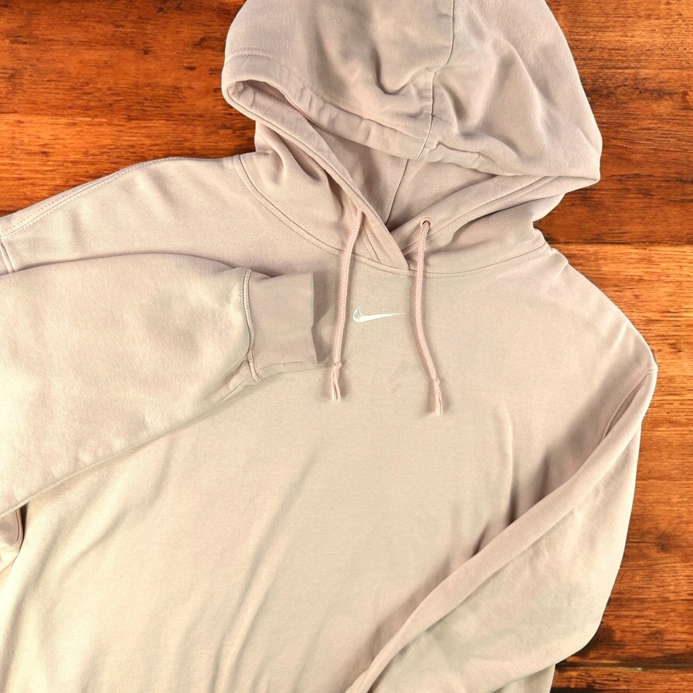 Nike Hoodie‎ Women L Center Swoosh Sweatshirt Pullover Pink White Retro Street
